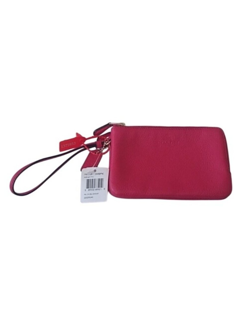 Coach F66505 Pebble Leather Double Corner Zip Wristlet, IM/Bright Pink - Picture 2 of 7